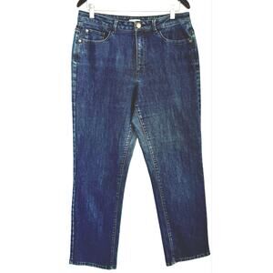 Coldwater Creek Shape Me Straight-Leg Blue denim dark wash women's jeans sz 12